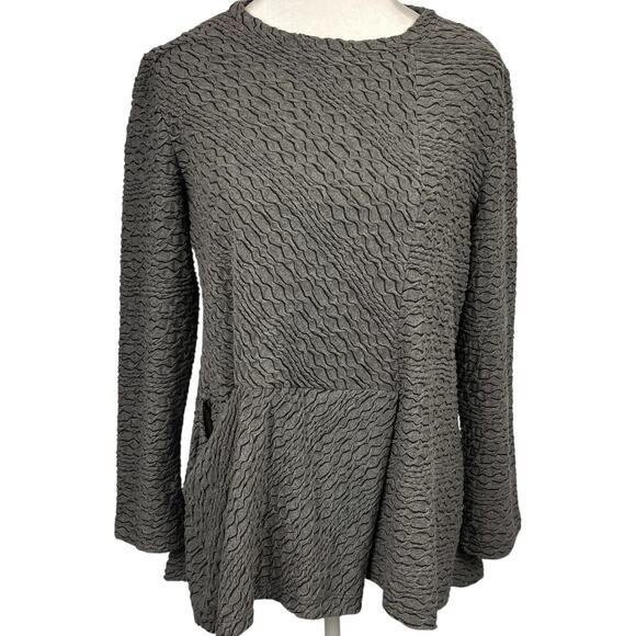 IC By Connie K Shirt Gray Swing Flowy Tunic Top Long Sleeve Womens Size Medium - Picture 9 of 9